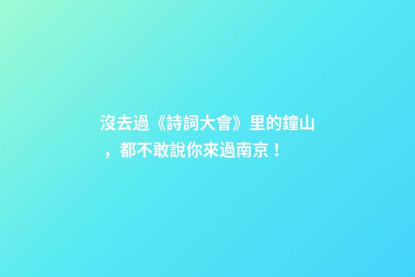 沒去過《詩詞大會》里的鐘山，都不敢說你來過南京！